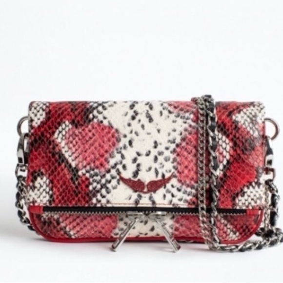 Zadig & Voltaire Handbags - Zadig & Voltaire Red and Black Snakeskin Crossbody Bag